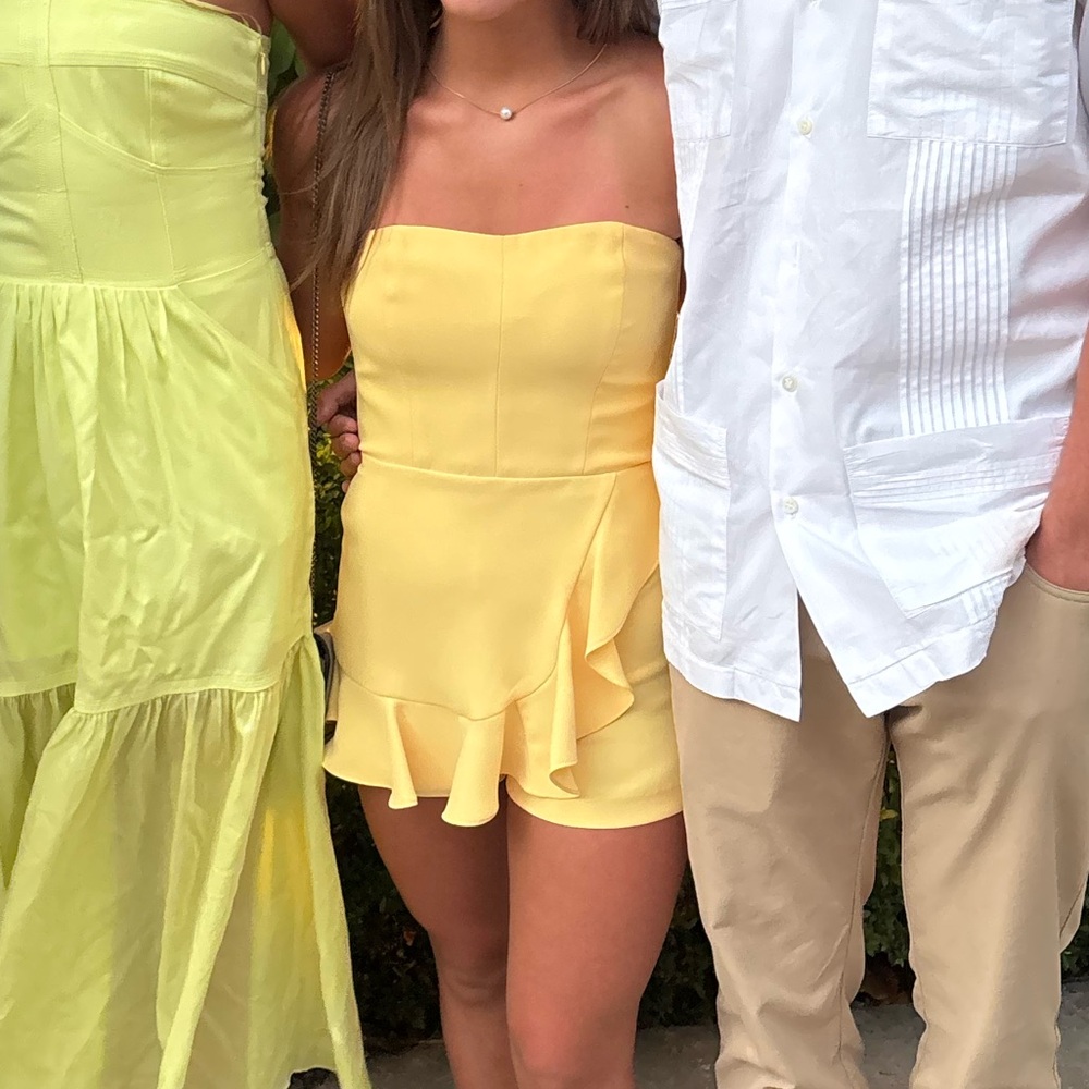Yellow Strapless romper